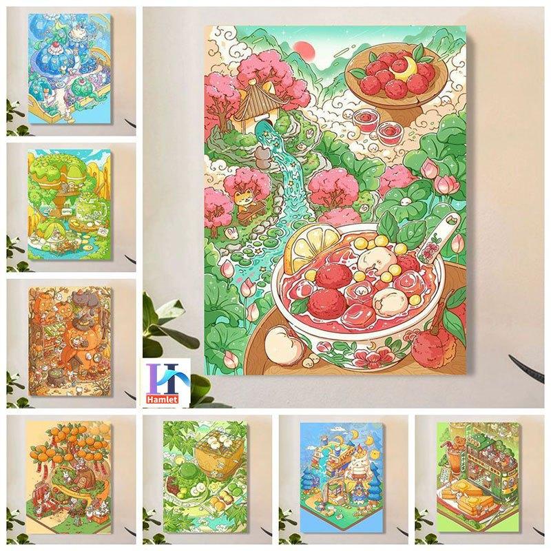 Một bức tranh lưới thức ăn đã hoàn chỉnh và tô màu