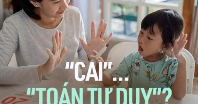 Một phụ huynh đang hướng dẫn con cách tính nhẩm hợp lý bằng ngón tay, phù hợp với toán tiểu học.