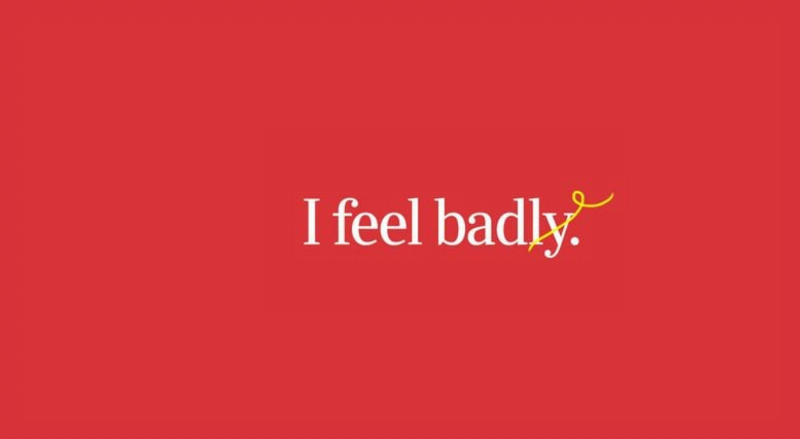 Hình ảnh minh họa sự khác biệt giữa tính từ "bad" và trạng từ "badly".