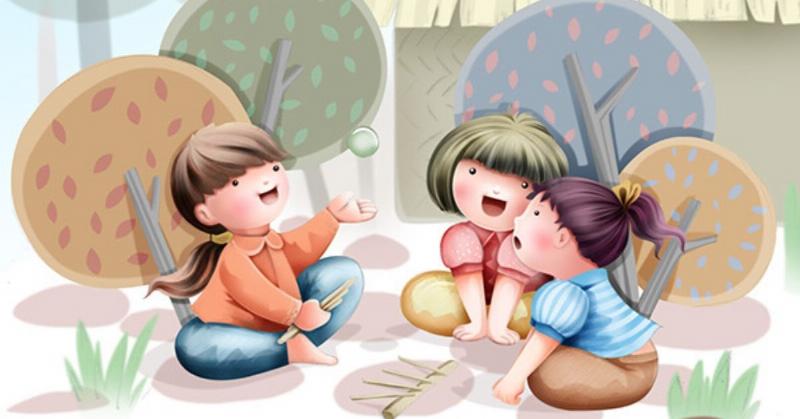 Trẻ em chơi đùa và sử dụng những câu hát châm biếm trong trò chơi dân gian